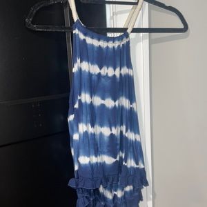 Blue and White Crop Tank